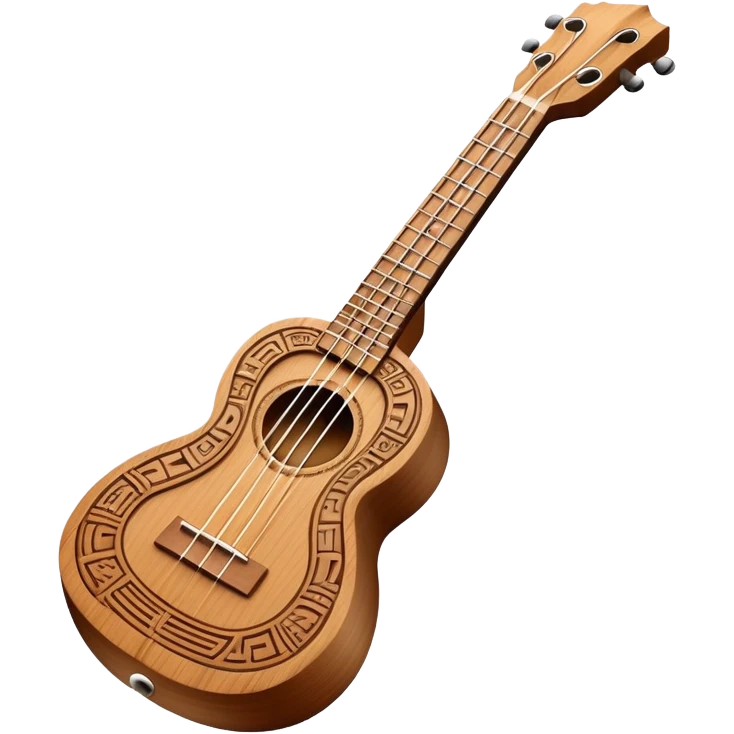 Ukulele with Polynesian carvings emoji