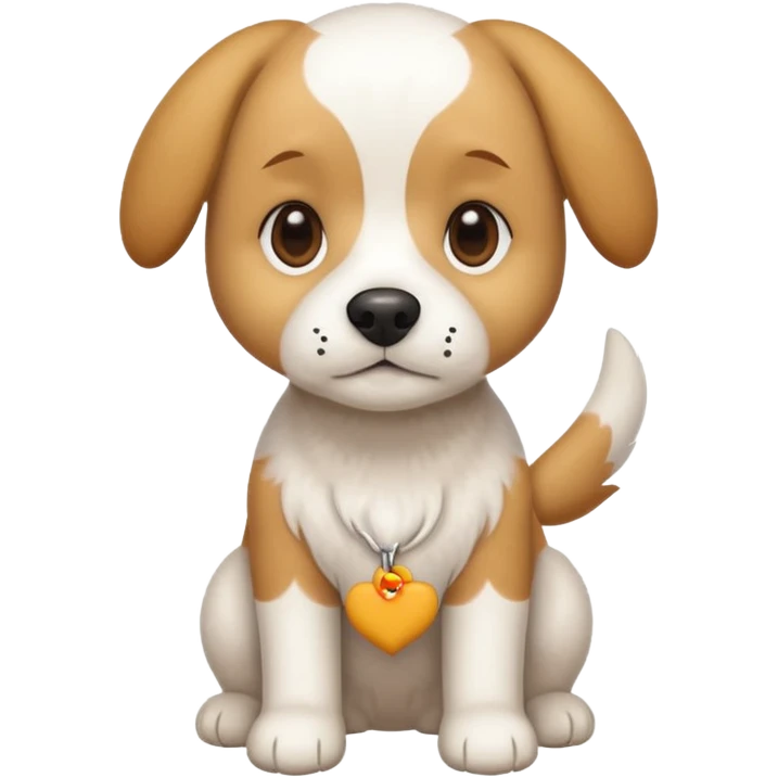 a full body white beagle x maltese x chi dog the size of a kelpie with light brown ears and a light brown patch on one eye emoji