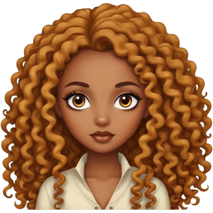 Black girl+with with curry body+smoky eye +beautiful long curly hair emoji
