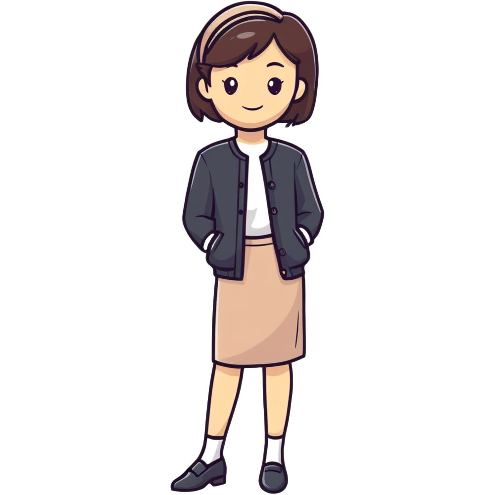 Poised British girl with fashionable outfit, graceful posture and subtle smile emoji