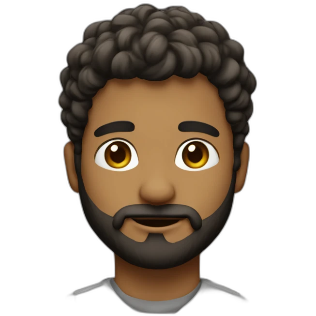 Joven con barba muy corta saludando emoji