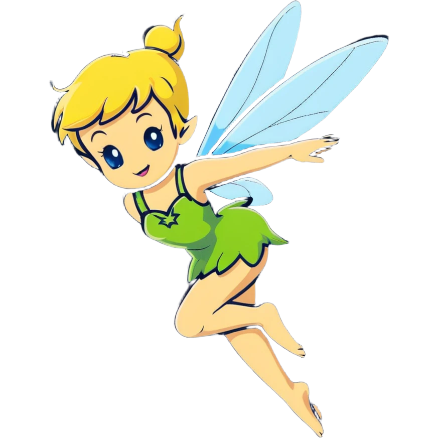 tinkerbell flying with sparkles emoji