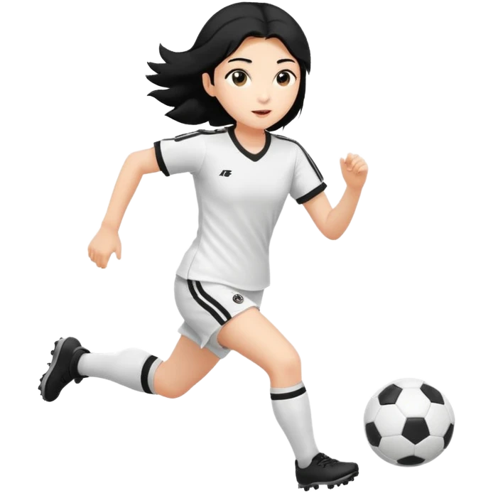 girl tha plays soccer black hair white emoji