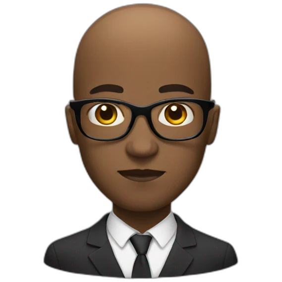 Serious black men with glasses and small eyes and bald emoji