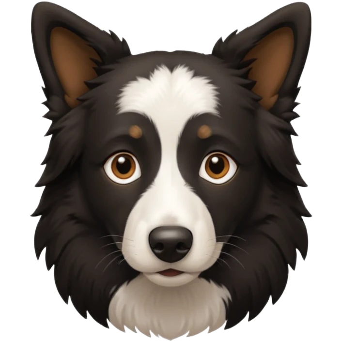 border collie predominantly black fur with brown on the eyebrows and neck, no white fur emoji
