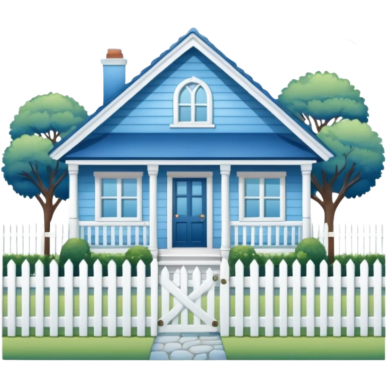 Blue house cute emoji