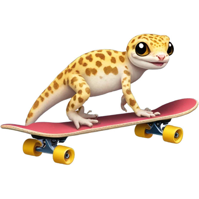Leopard gecko riding a skateboard   emoji