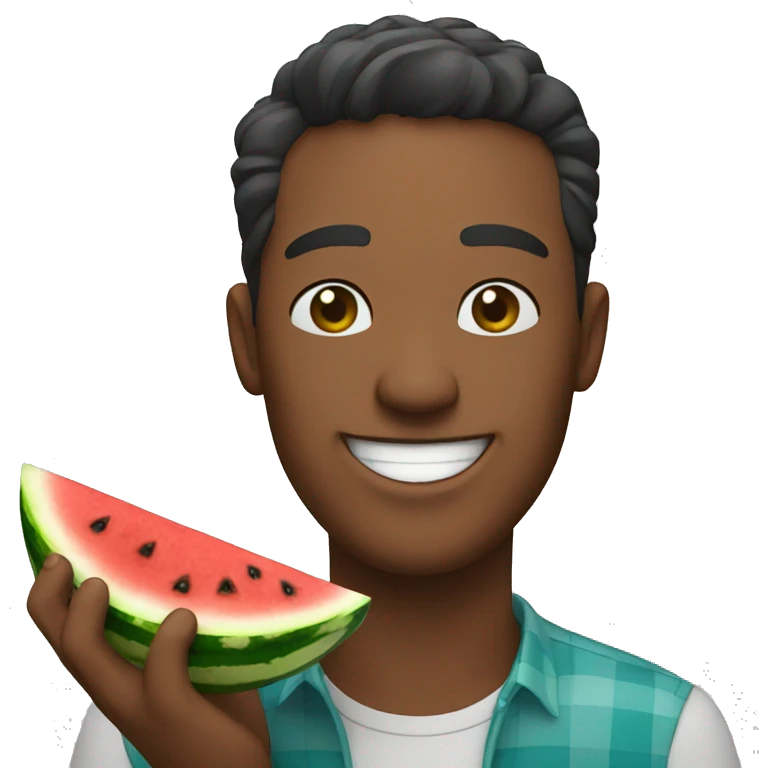 A man happily eating a watermelon  emoji