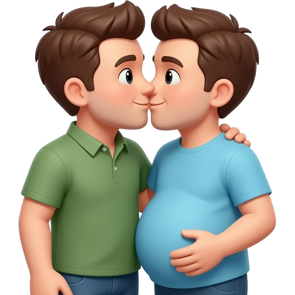 pregnant Roblox with another man standing next to him logo they the man is pregnent are kissing emoji