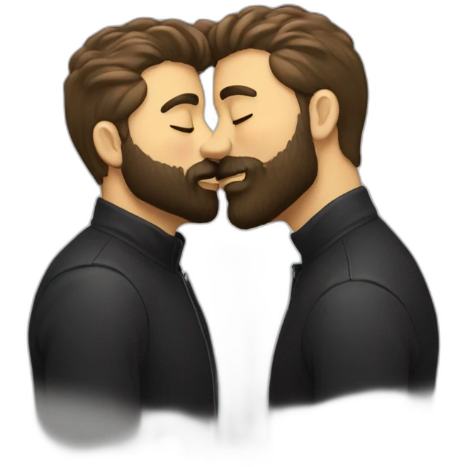 Gay bearded kiss emoji
