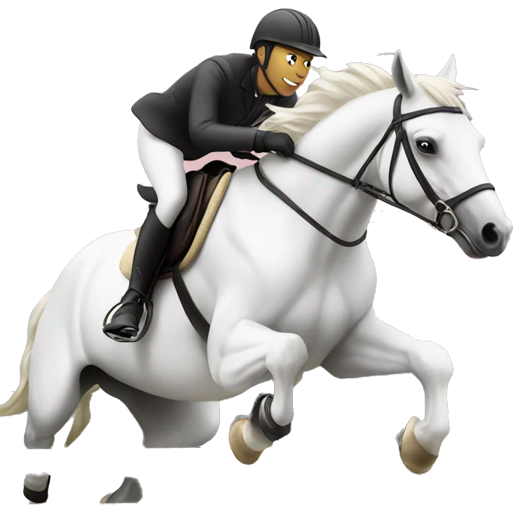 Rider and white horse jumping emoji