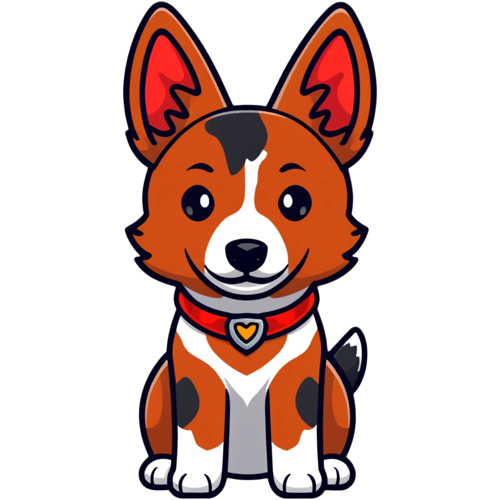 cute red heeler cattle dog head with characteristic red speckled coat and alert expression emoji