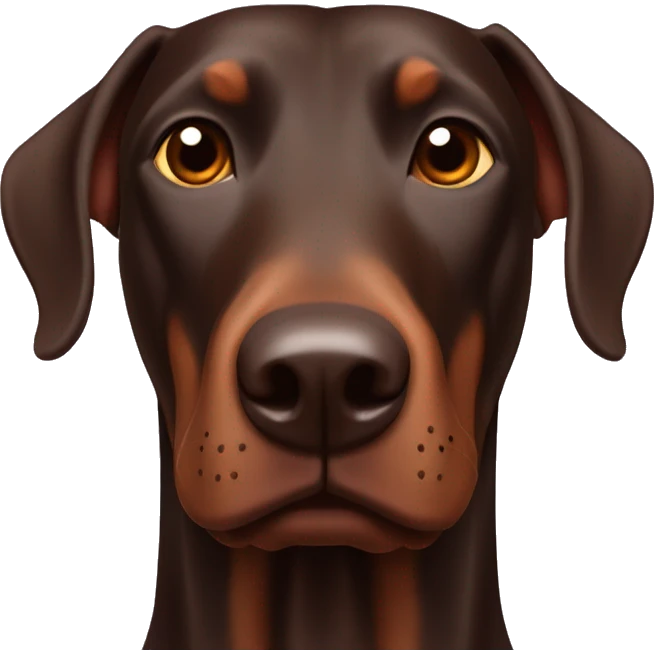 Strong male chocolate Doberman with floppy ears emoji