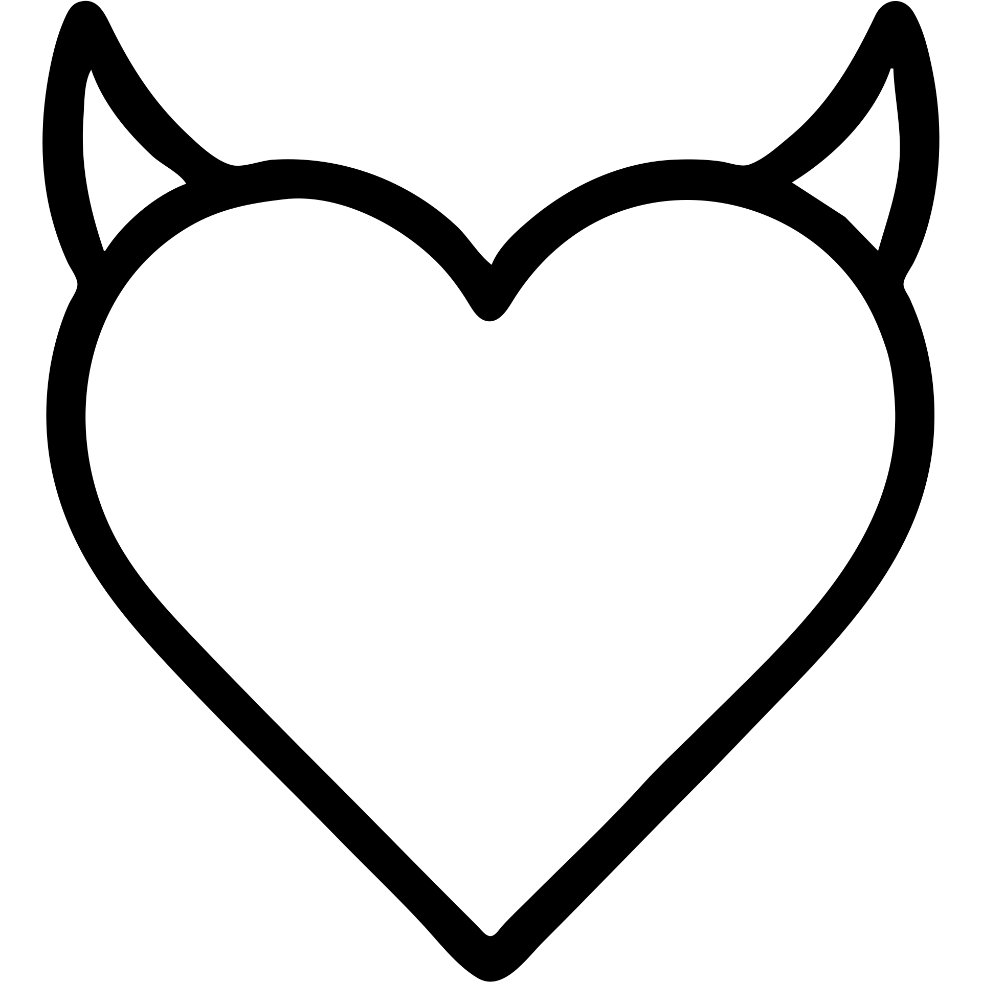 Minimalist devil heart icon with an outline heart and two horns. The heart is filled with a pastel rainbow gradient in gay flag colors. The background is transparent, representing gay pride theme. emoji