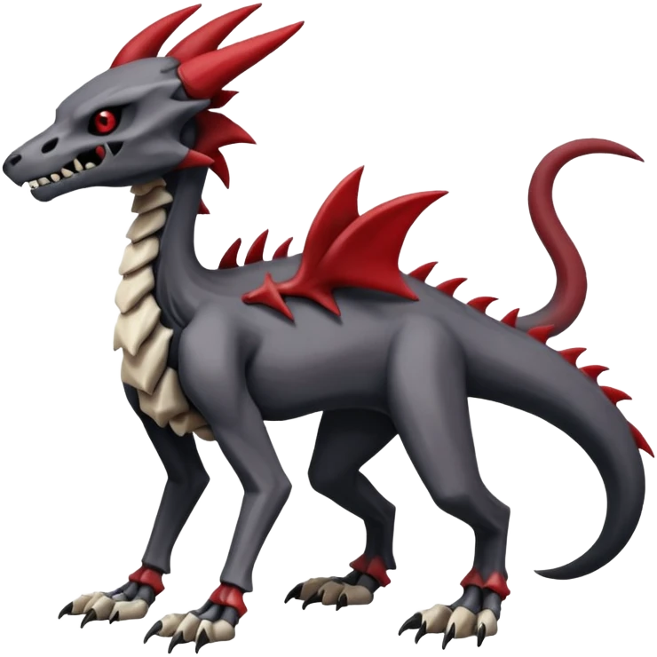 Skeletal Cubone-Salandit-Marowak-Zoroark-Anubis-Wendigo-Fakémon-hybrid-creature (full body), 4 legs emoji