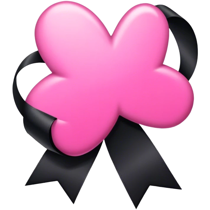 Various pink item with black ribbon emoji