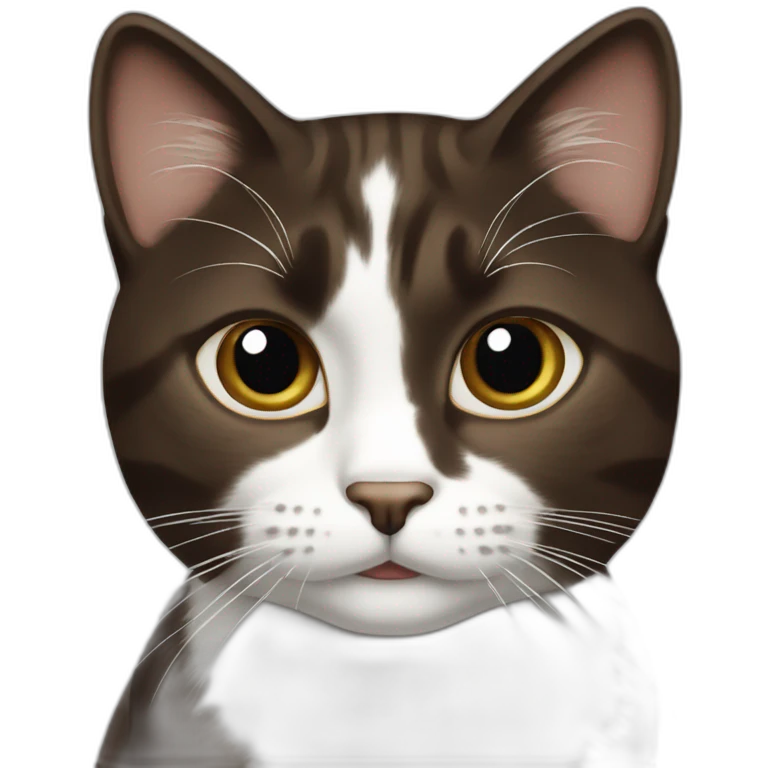 one cat dark brown and white emoji