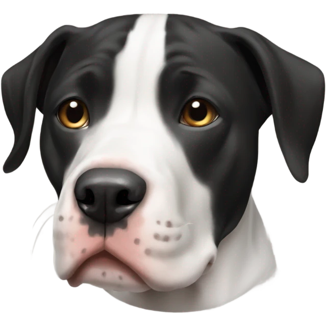 Black and white pit-bull mixed with basset hound emoji