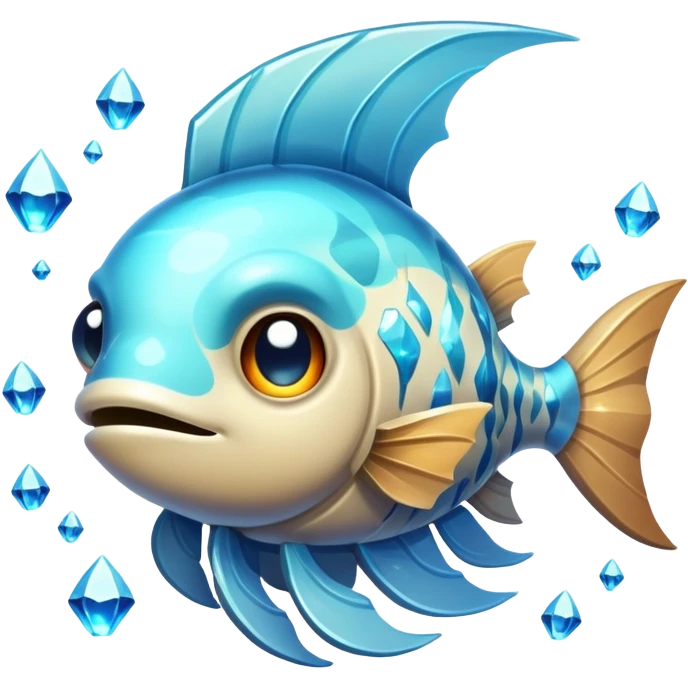Design a unique elemental sandstone guardian that combines the crystalline rock golem's defensive fortitude with the spectral water serpent's fluid grace, perhaps creating a being with a segmented stone core that flows like water and channels ghostly aquatic energy through embedded gems. glowing like the abyss fish emoji