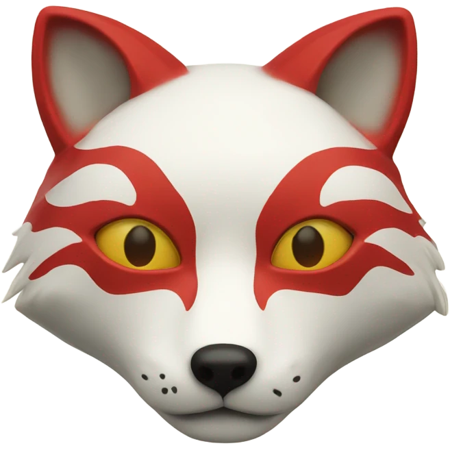 White and red japanese fox mask emoji