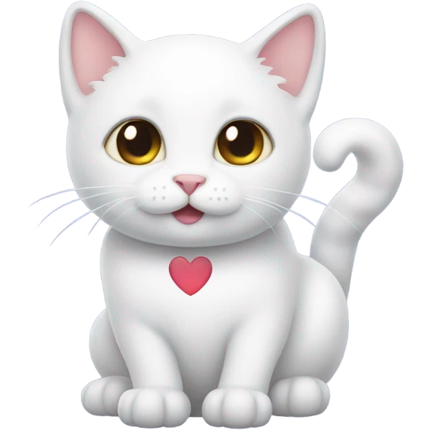 White kitty with heart eyes emoji