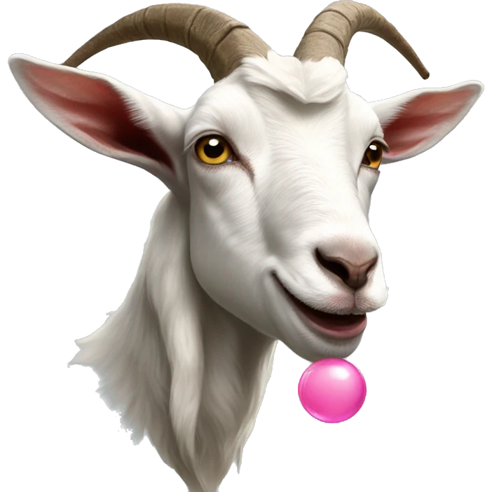 goat in profile blowing big bubble gum emoji