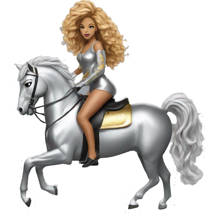 Beyonce on a silver horse emoji
