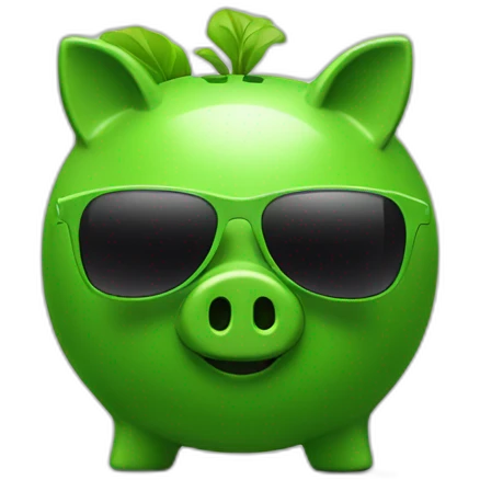 green piggybank with green sunglasses emoji