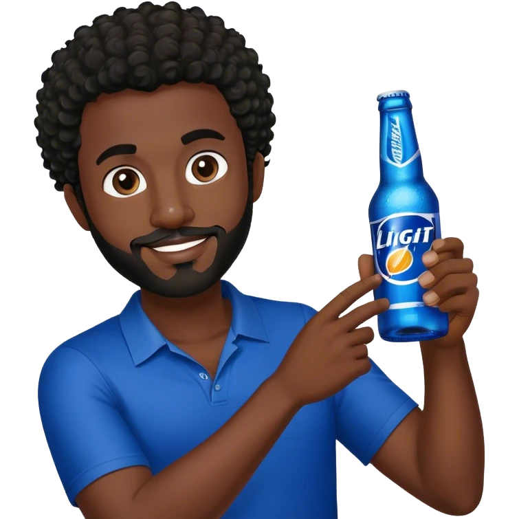 dark black guy short curly hair facial hair holding bud light  emoji