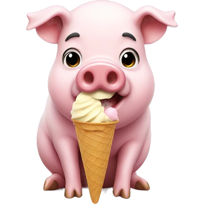 Pig eating ice cream emoji