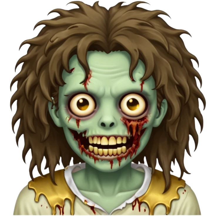 zombie with Brunette fluffy hair and grillz emoji