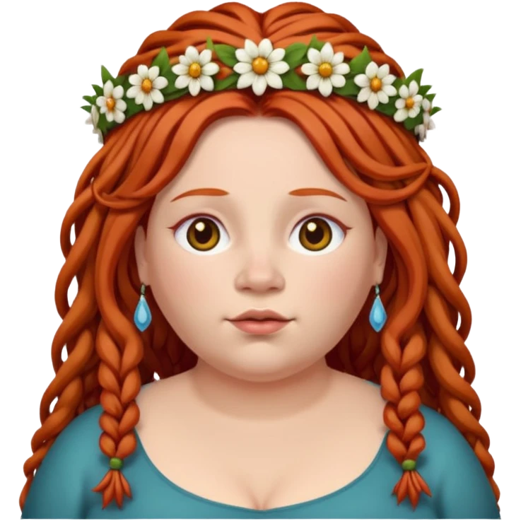 fat redhead woman with dreadlocks and floral tiara emoji