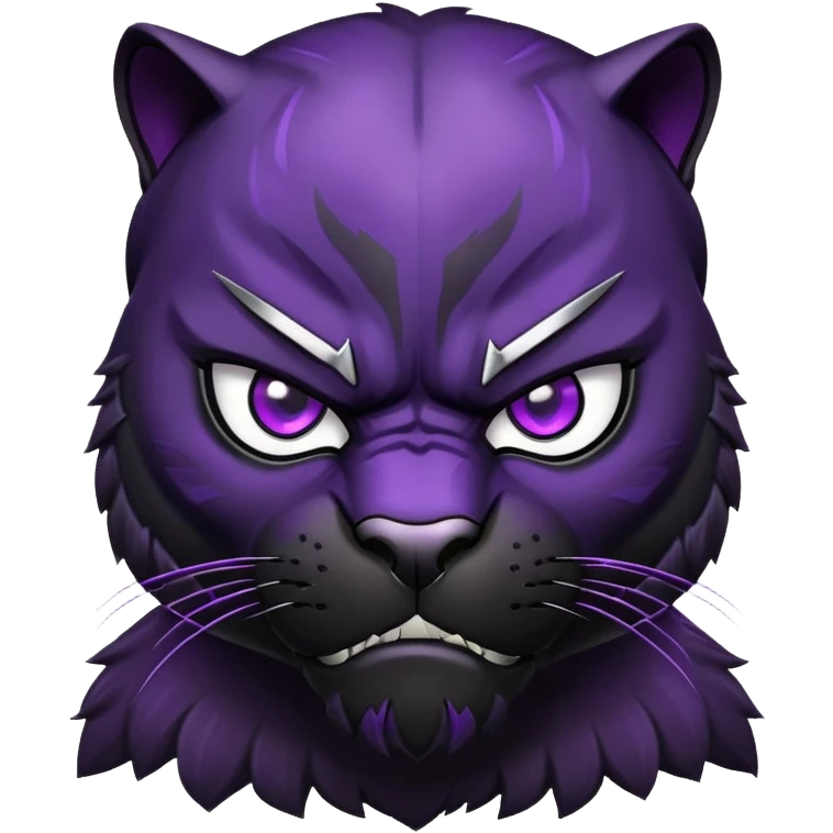 black panther with purple eyes, angry face emoji