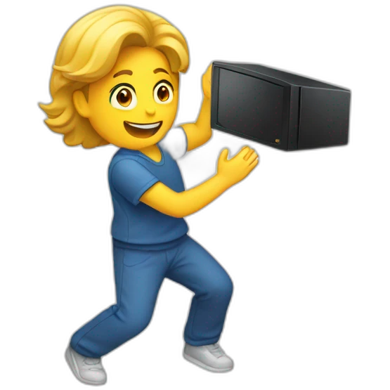 A person throwing set top box emoji
