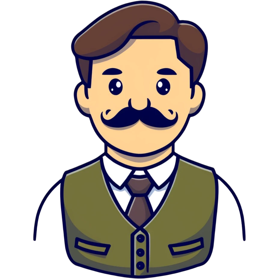 The neighbor character from Hello Neighbor game with mustache and vest emoji