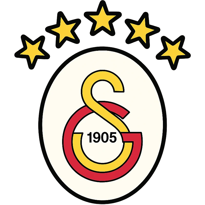 modern icon of Galatasaray logo with five stars above the crest, clean lines, minimal color, suitable for app or website use emoji