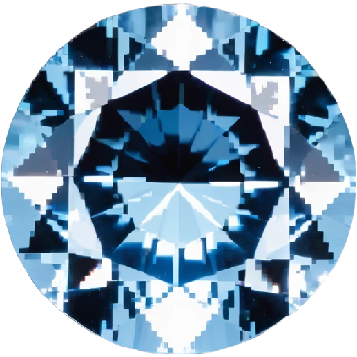 Round cut light blue celestite gem with facets and sparkle emoji