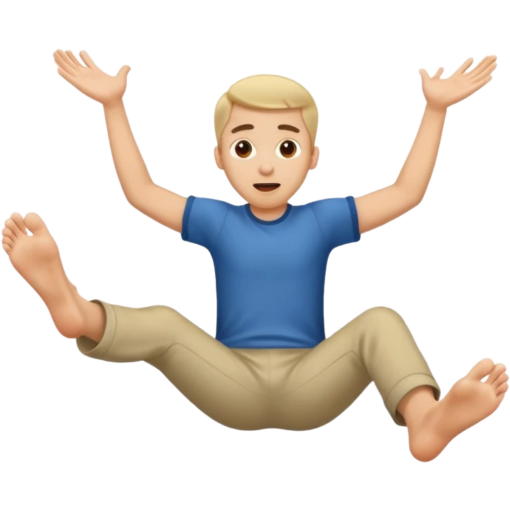 An emoji face that has his feet in the air behind him emoji