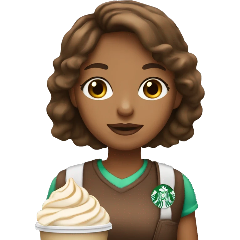 brown haired girl drinking frappuccino emoji