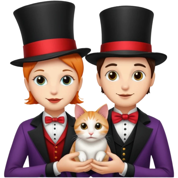 magician couple and their pet cat emoji