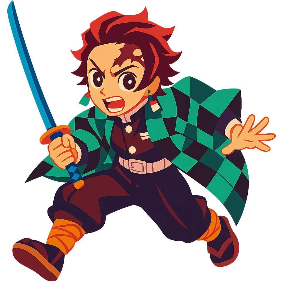 Demon Slayer character in anime style, vibrant colors, dynamic pose emoji