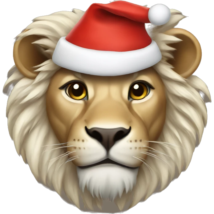 Lion wearing santa hat emoji