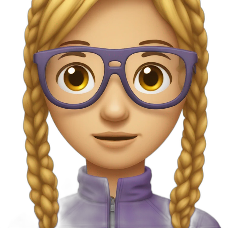 Fille avec des lunettes des cheveux châtains avec une queue de cheval et sweat emoji
