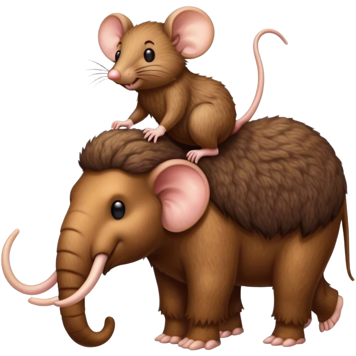 Wooly mouse riding on a wooly mammoth emoji