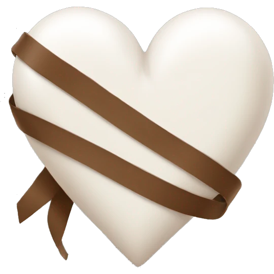 white heart with brown ribbon emoji