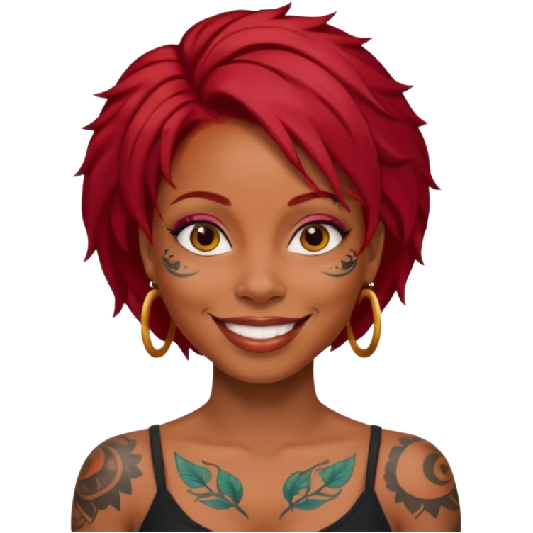 black woman with red hair and tattoos emoji