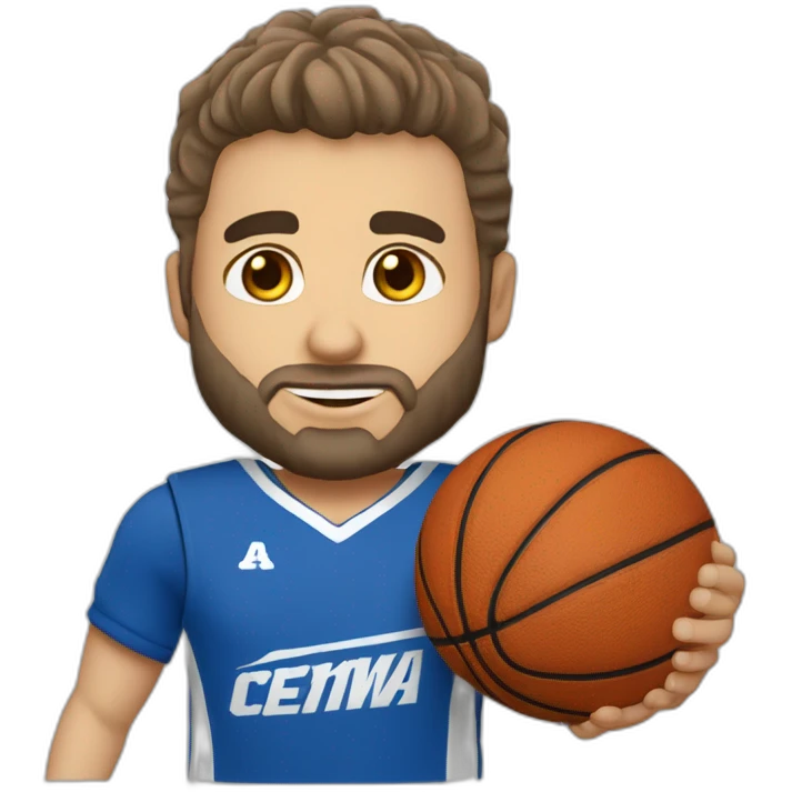 Jugador blanco basket del cb. Almansa con camiseta azul emoji