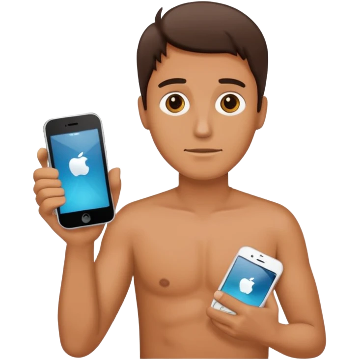 create the man with broke iphone in the hand emoji