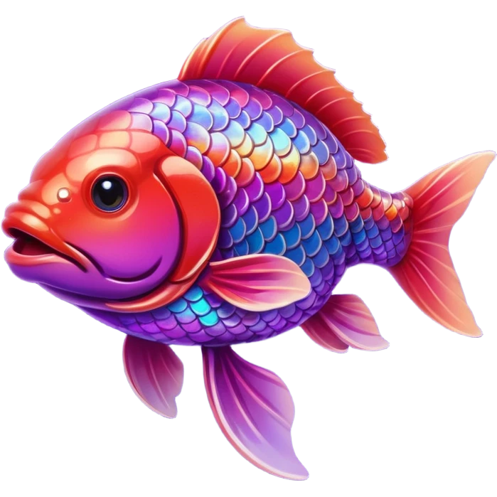 color gradient between red and purple glitter cute happy carp emoji