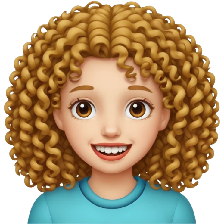 Bayi perempuan, rambut ikal, mempunyai dua gigi atas dan bawah emoji